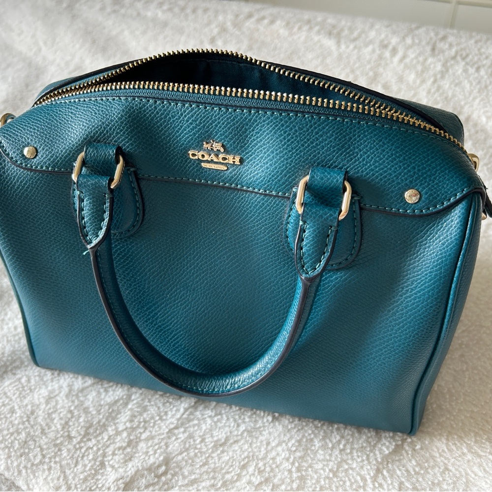 Coach Teal Blue Leather Satchel - Picture 2 of 11